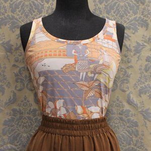 80's Vintage Pastel Art Deco Flappers Crop-Top